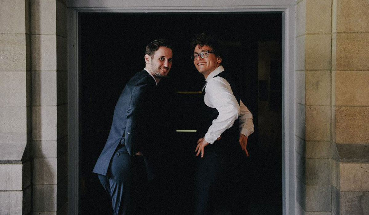 Here we are, showing off our butts at his wedding.